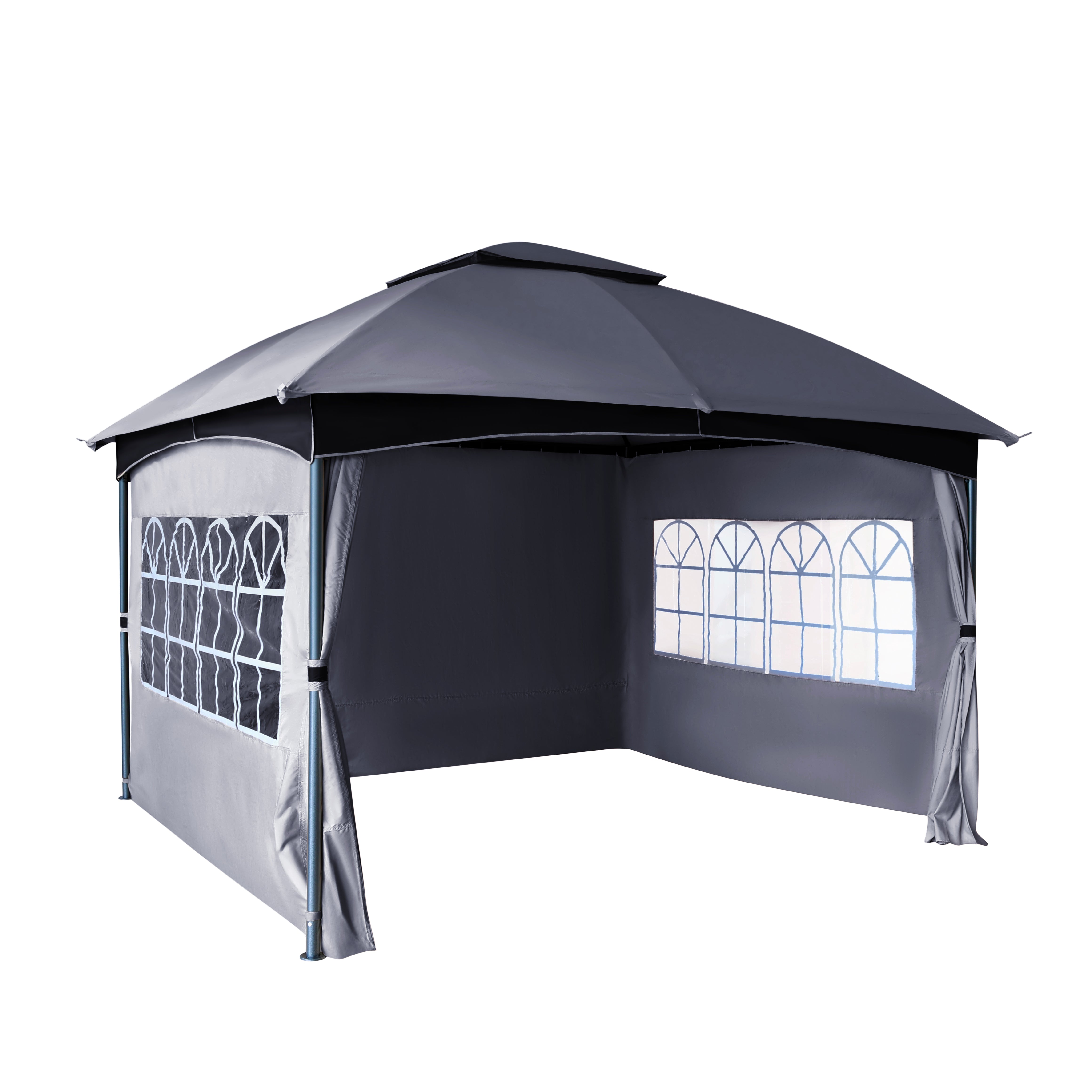 10 ft. x 12 ft. Patio Gazebo with Church Windows & Curtains