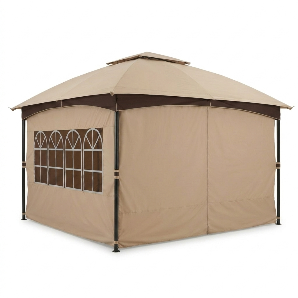 10 ft. x 12 ft. Patio Gazebo with Church Windows & Curtains