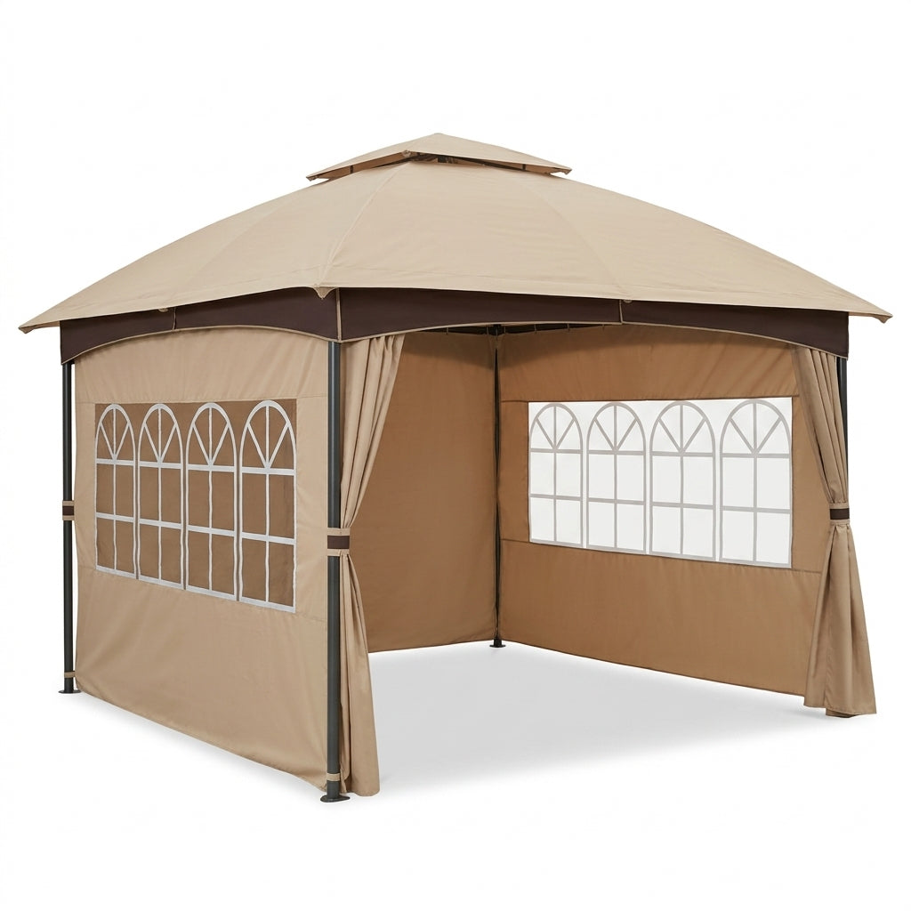 10 ft. x 12 ft. Patio Gazebo with Church Windows & Curtains