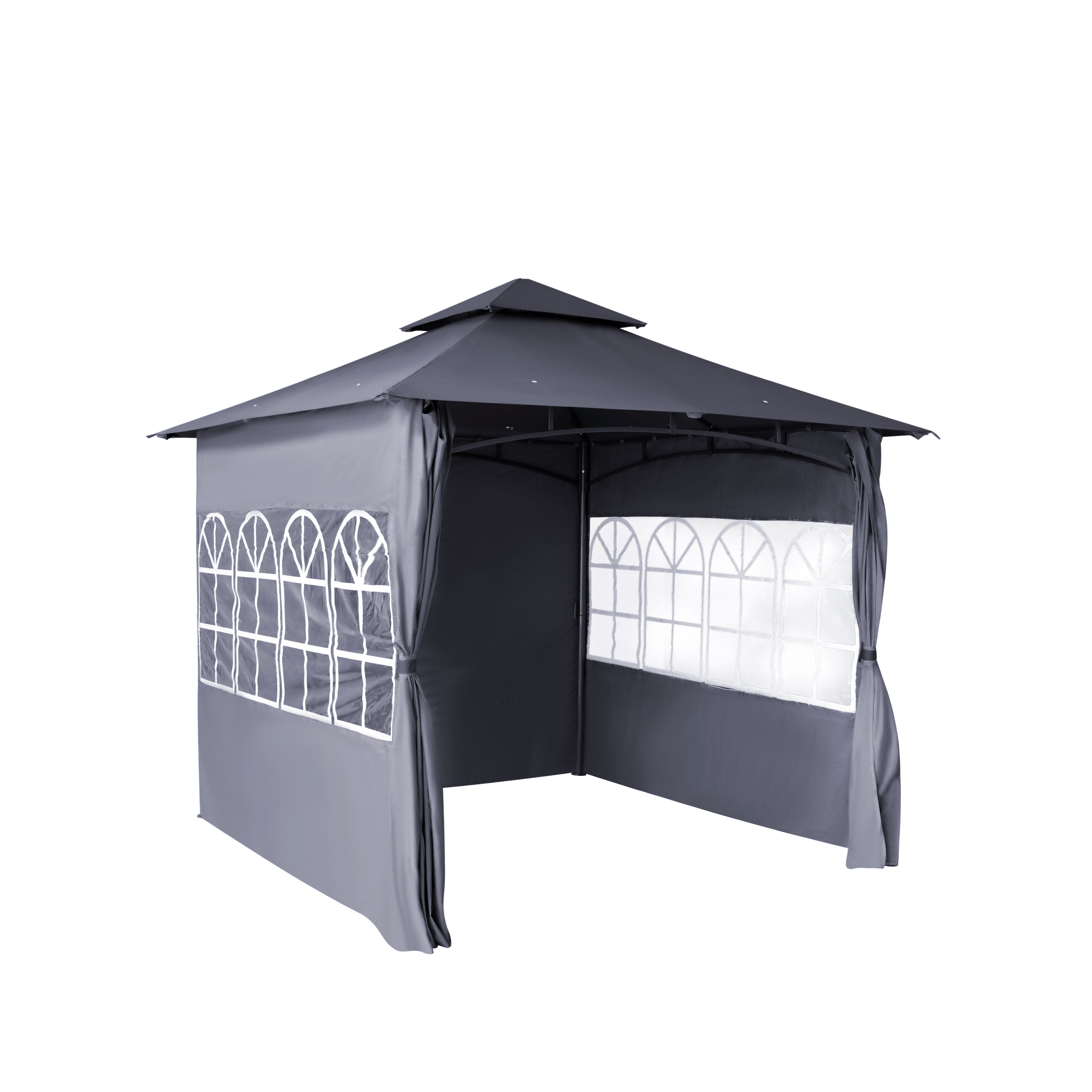 10 ft. x 12 ft. Patio Gazebo with Church Windows & Curtains